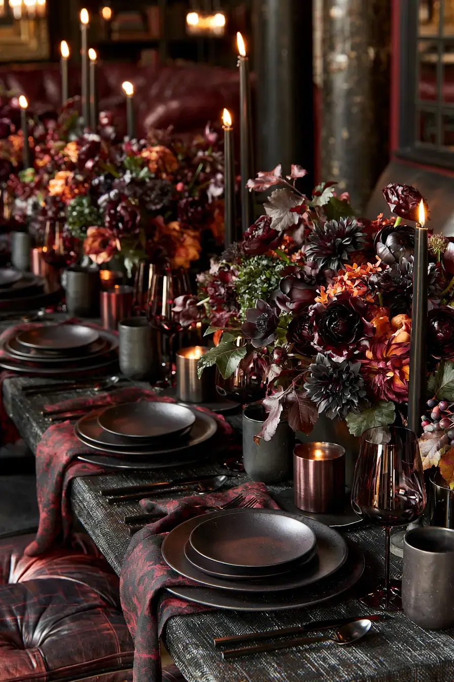 moody fall decor 19 Dramatic Autumn Tablescape