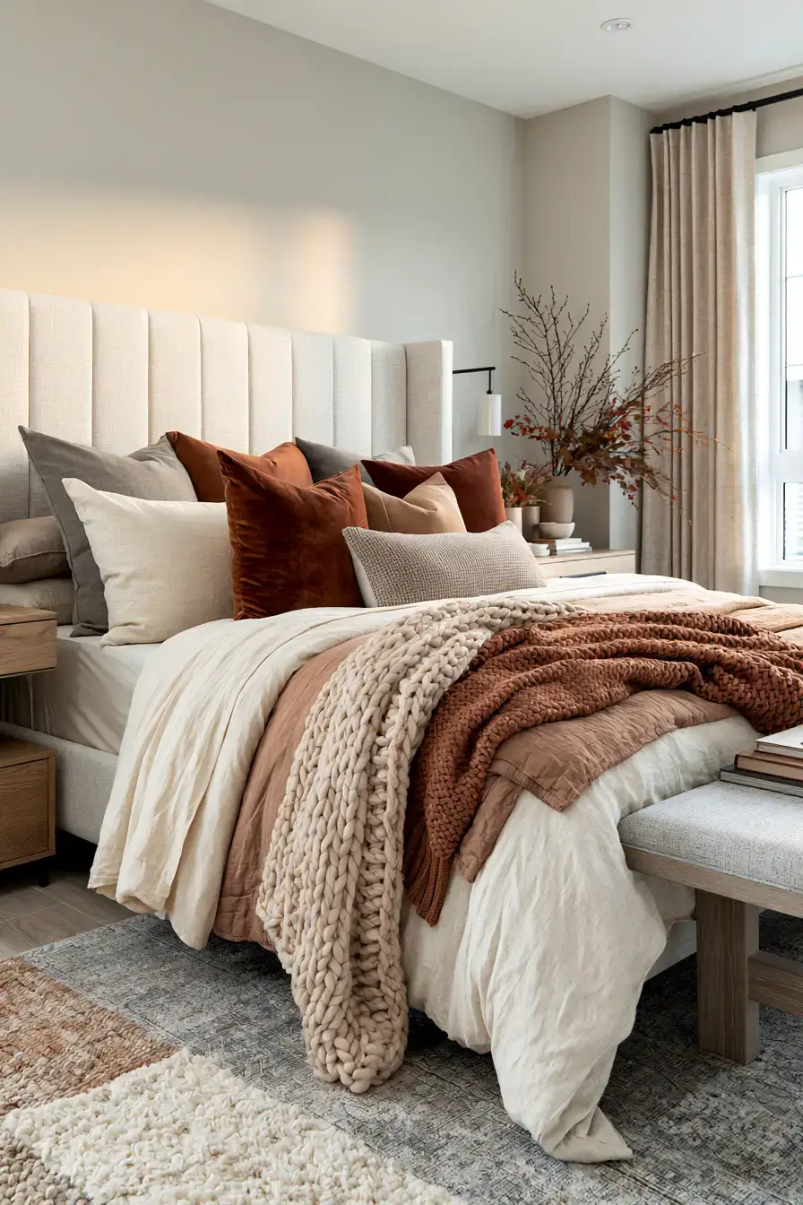 elegant fall decor 19 Earthy Luxe Primary Suite