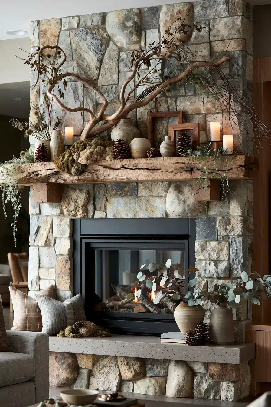 autumn fireplace decor 2 Woodland Mantel Magic