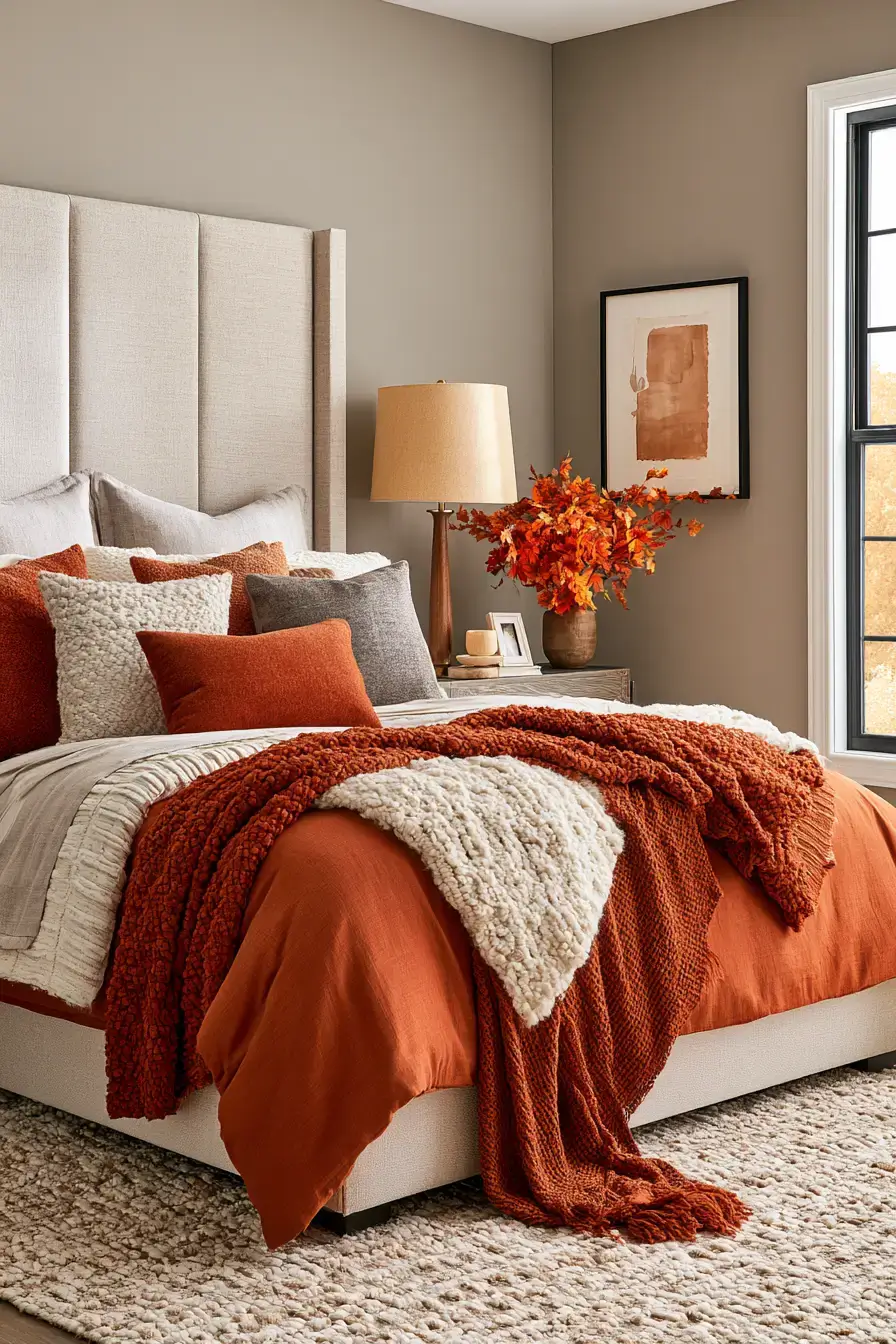 fall bedroom decor 20 Burnt Orange Layers