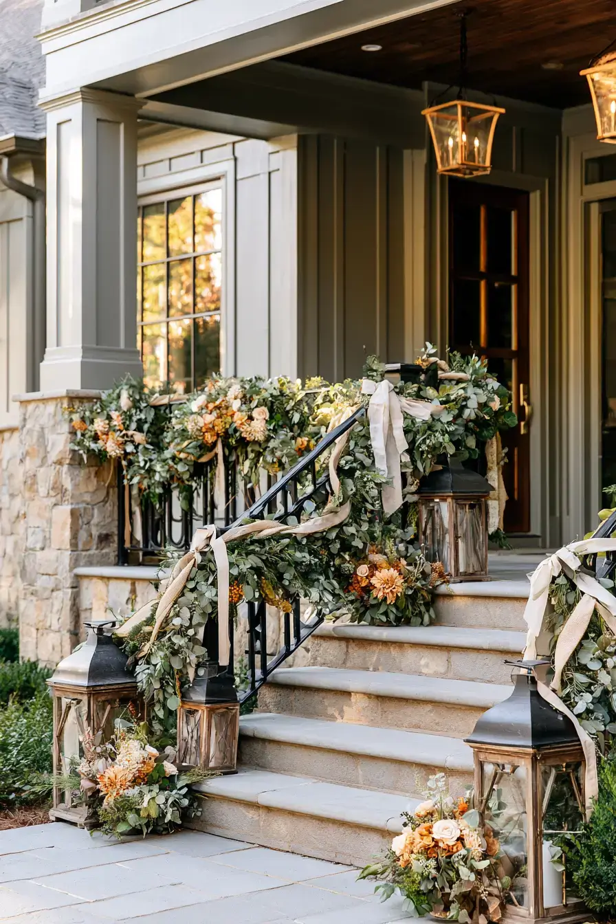 fall outdoor decor 20 Golden Porch Rail