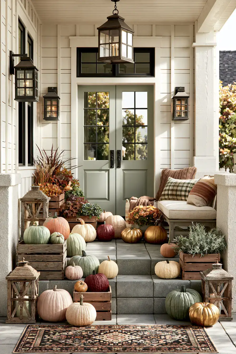 farmhouse fall decor 20 Heirloom Pumpkin Porch