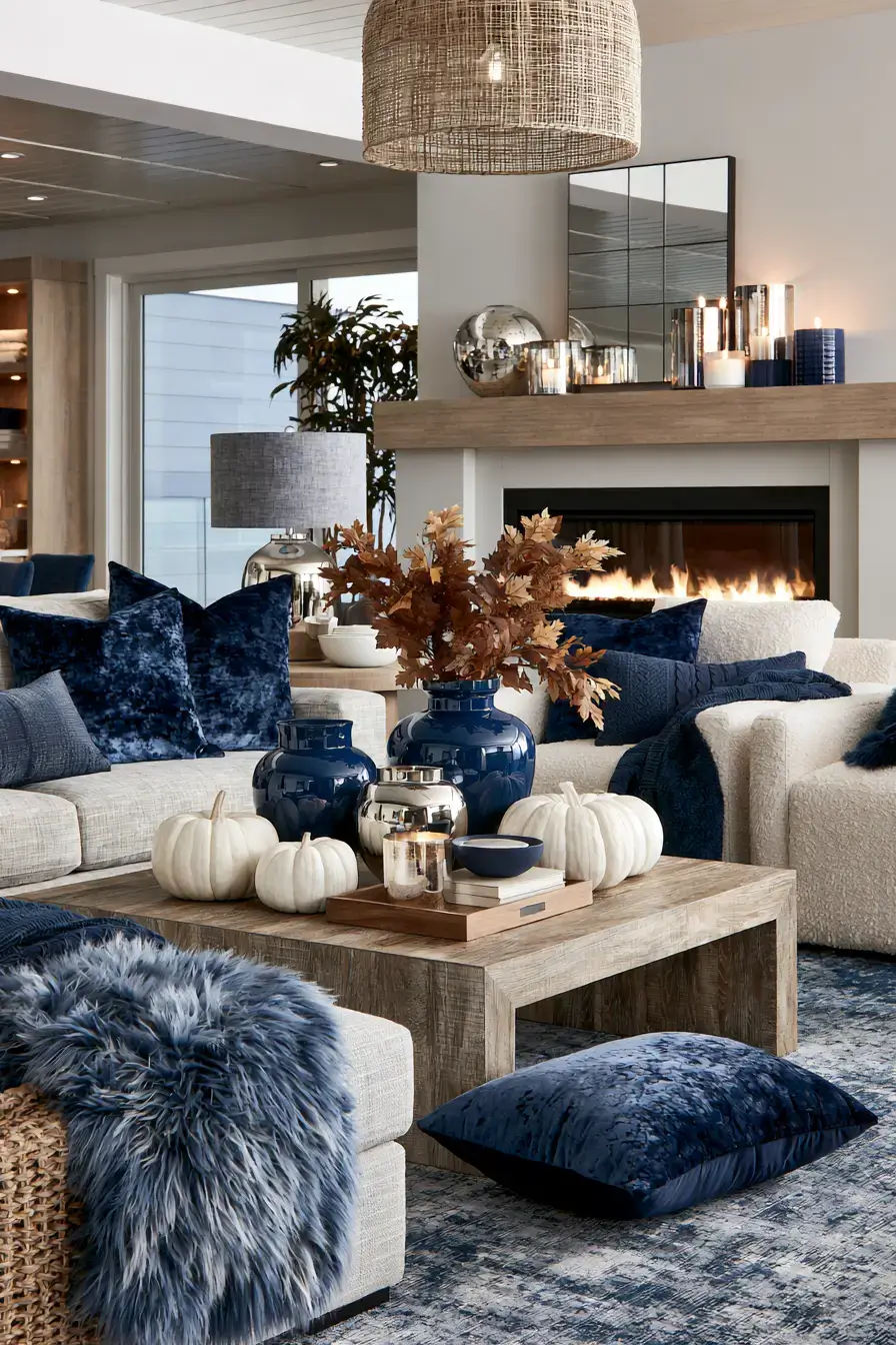 blue and white fall decor 20 Sophisticated Sapphire Fall