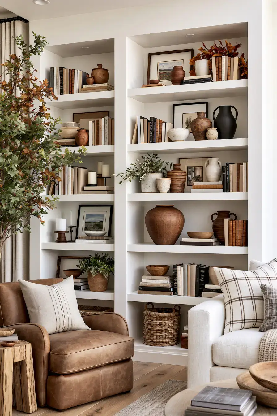 modern fall decor 20 Sophisticated Seasonal Shelves