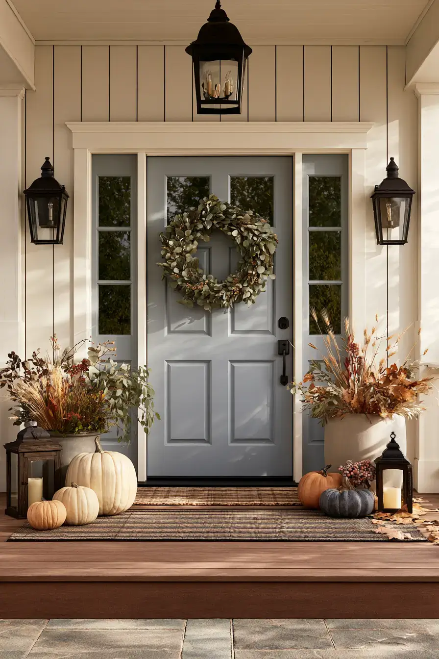 fall porch decor 20 Warm Wreath Welcome