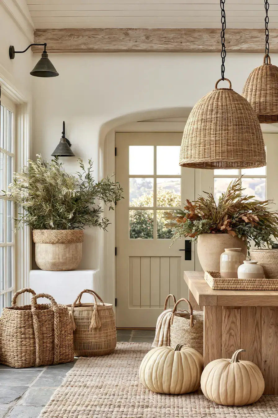 neutral fall decor 20 Woven Autumn Accents