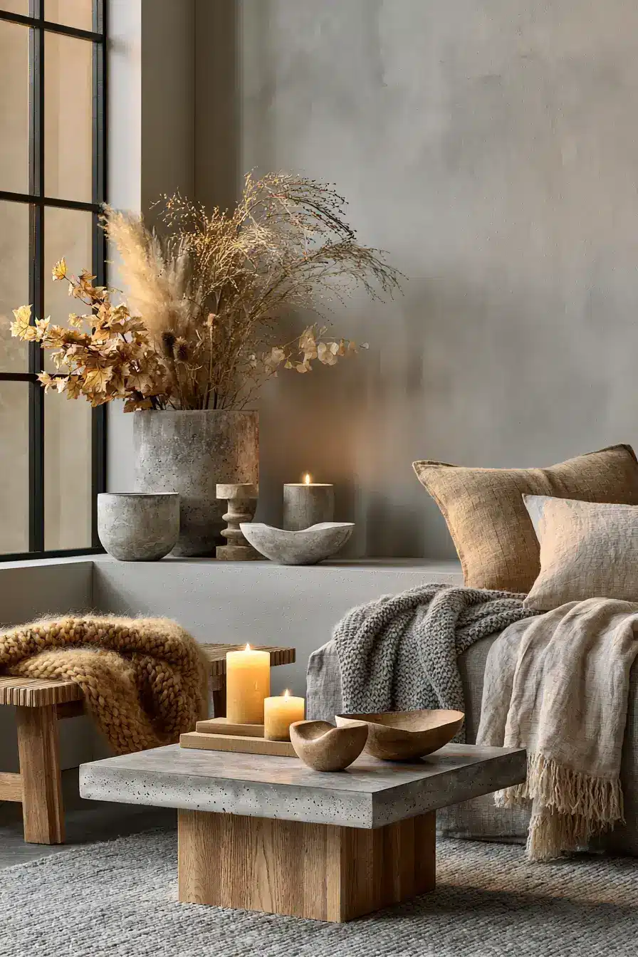 modern fall decor 21 Cozy Concrete Details