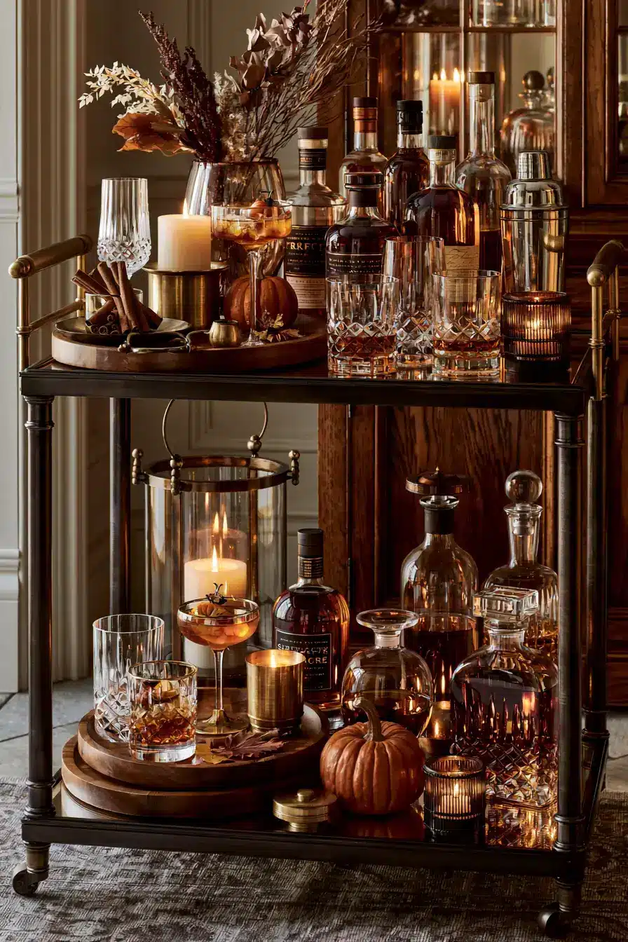 autumn home decor 21 Fall Bar Cart