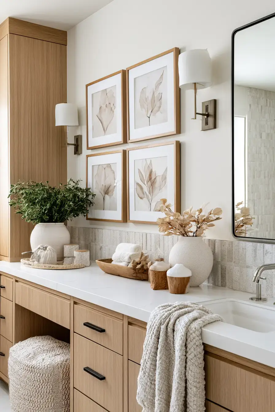 fall bathroom decor 21 Muted Leaf Styling