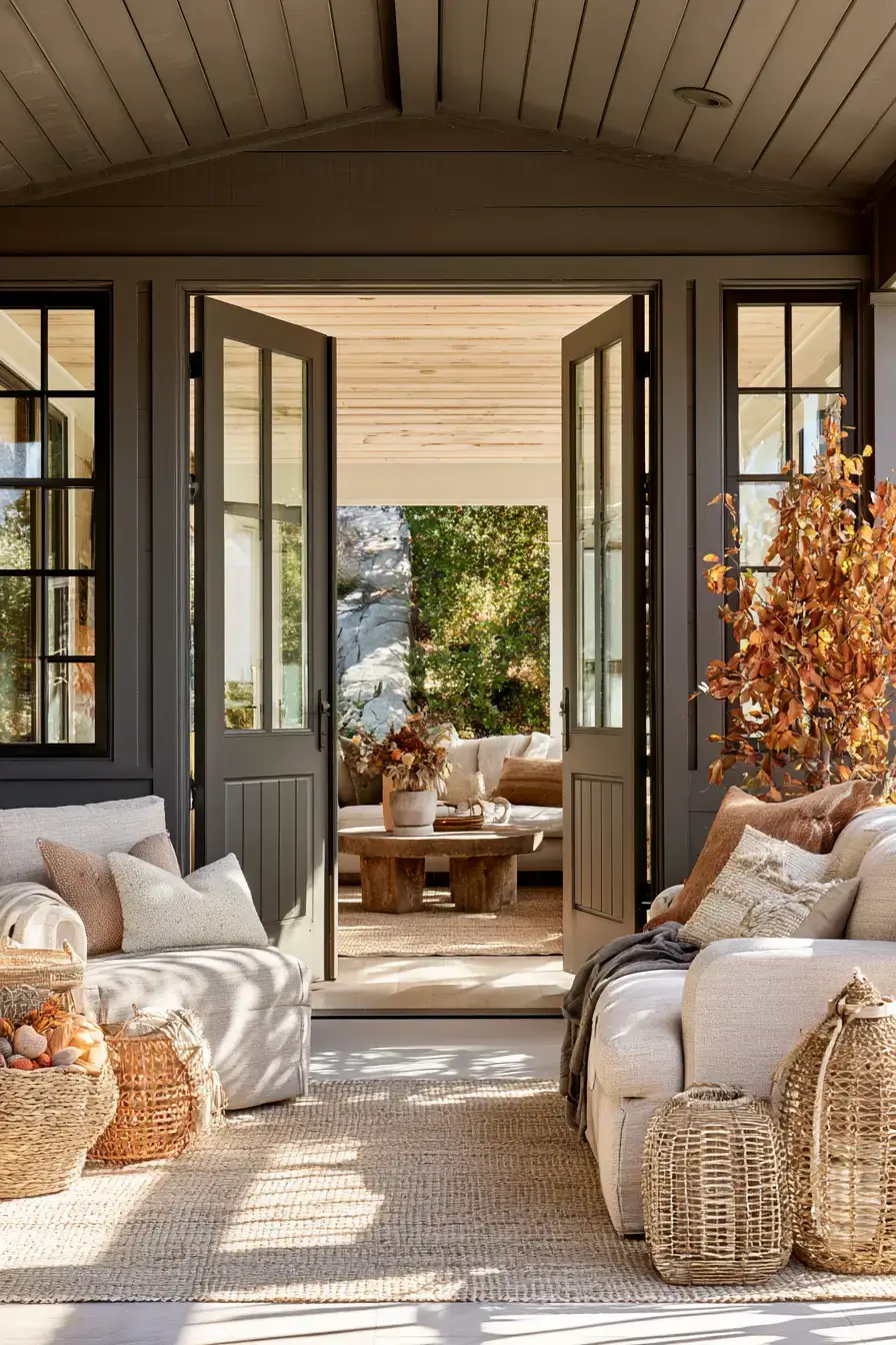 fall room decor 21 Porch To Living Transition