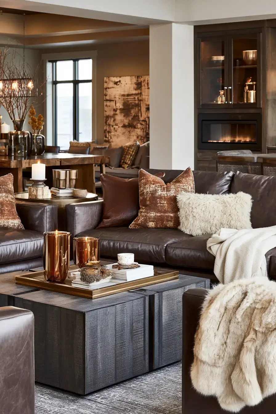 fall living room decor 21 Spiced Brown Elegance