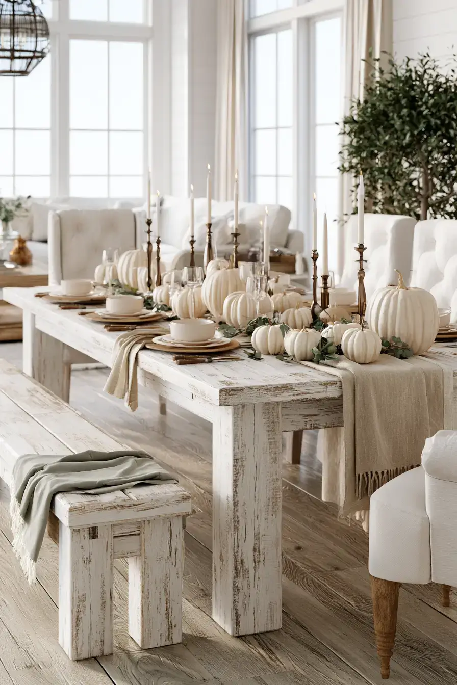 neutral fall decor 21 Whitewashed Seasonal Decor