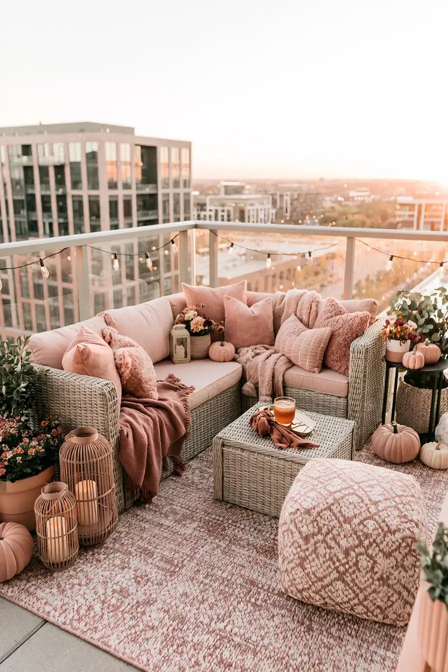 pink fall decor 22 Rosy Balcony Escape