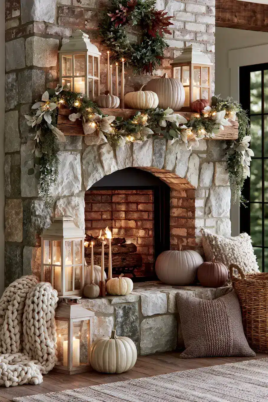 farmhouse fall decor 22 Rustic Fireplace Styling