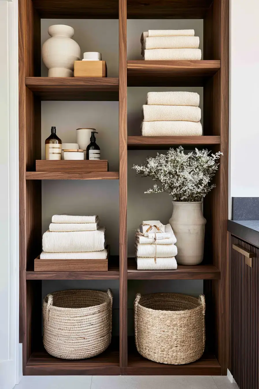 fall bathroom decor 22 Warm Walnut Vanity