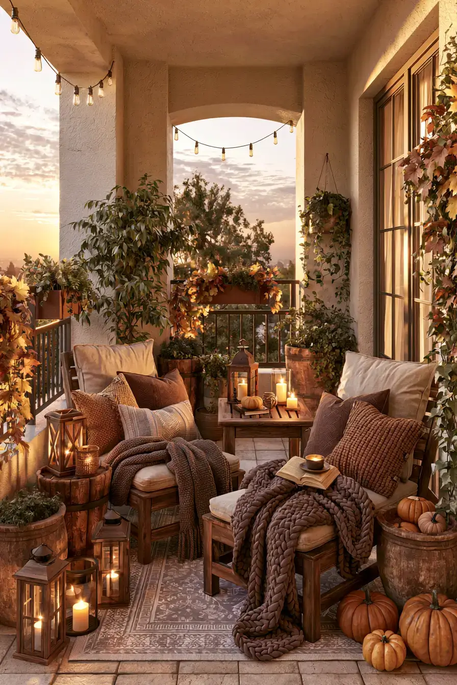 autumn home decor 23 Autumn Balcony Escape