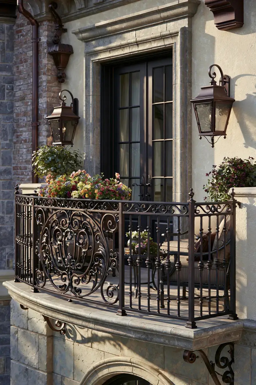 Balcony Railing Design 23 Classic Iron Balcony