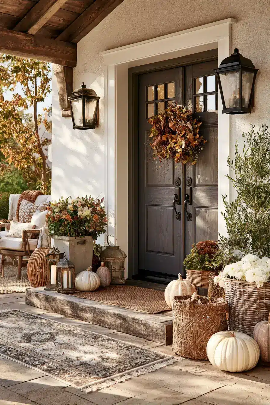 fall porch decor 23 Cottage Fall Steps