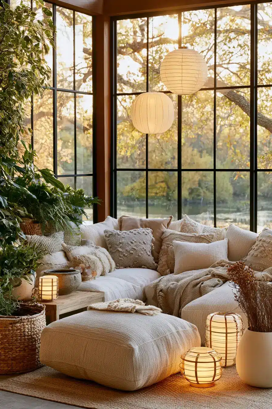 fall room decor 23 Lantern Lit Sunroom