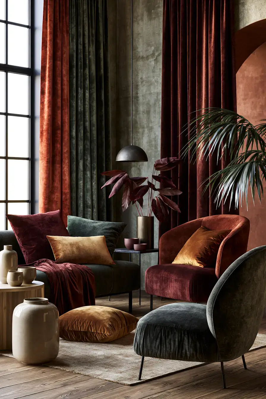 modern fall decor 23 Luxe Velvet Harvest