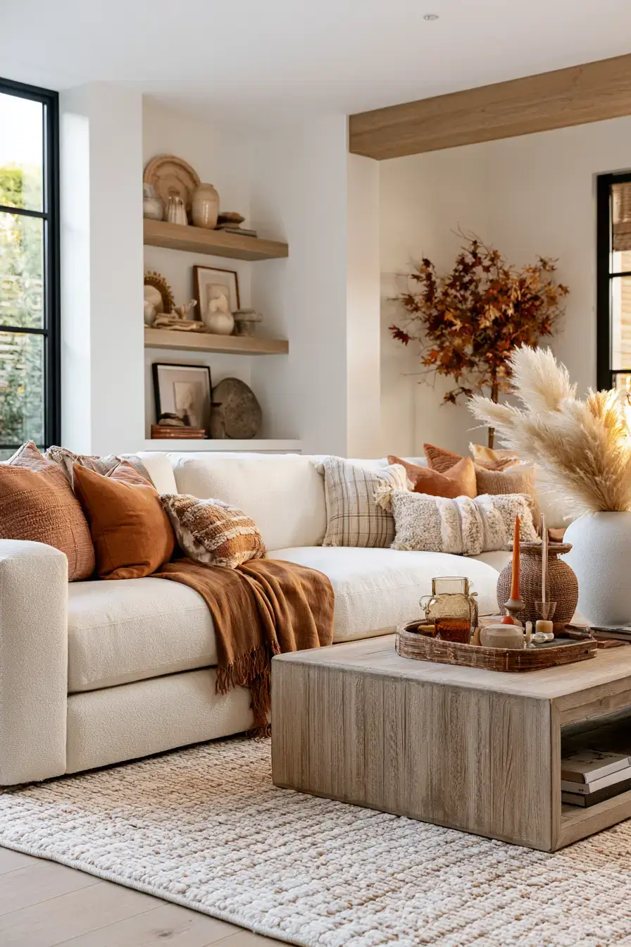 fall living room decor 23 Muted Pumpkin Palette