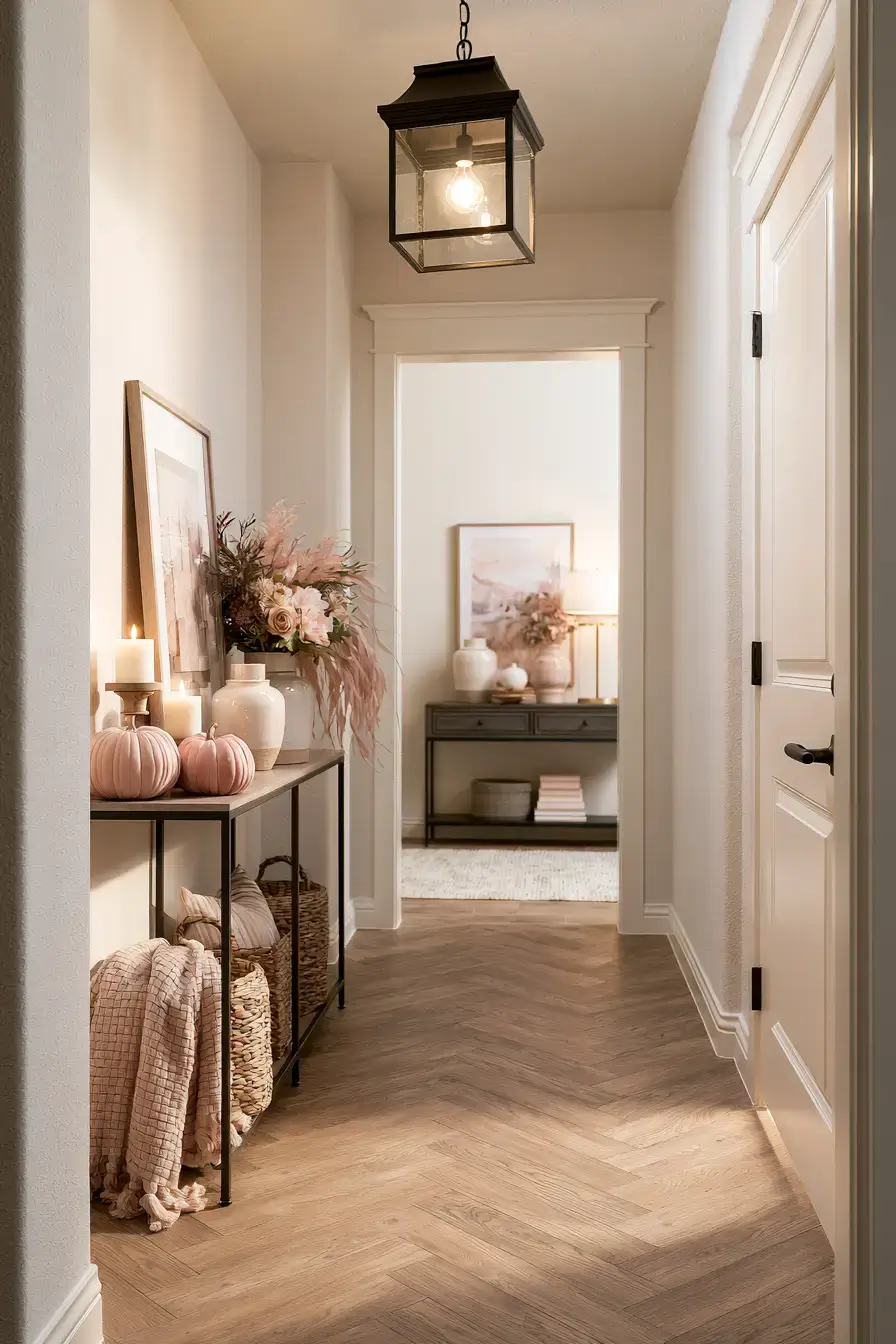 pink fall decor 24 Blush Hallway Moments