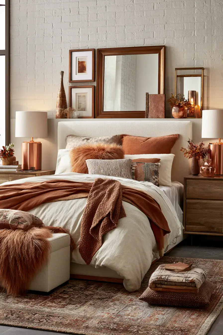 fall bedroom decor 24 Copper Accent Bedroom