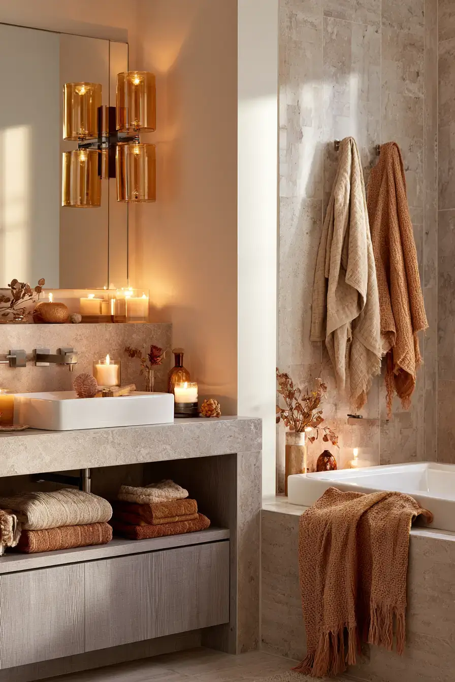 fall bathroom decor 24 Golden Hour Bath
