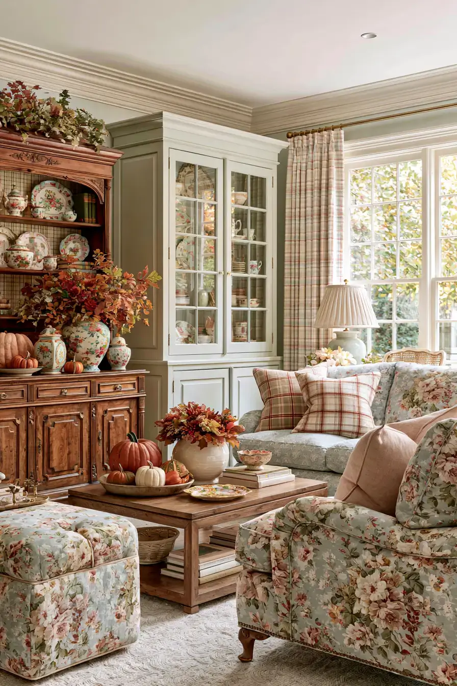 vintage fall decor 24 Grandmillennial Fall Details