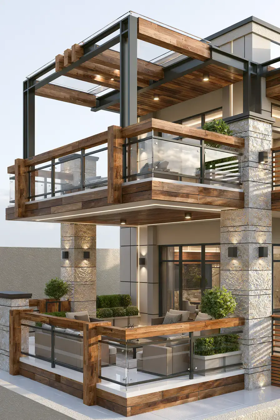 Balcony Railing Design 24 Mixed Material Railings