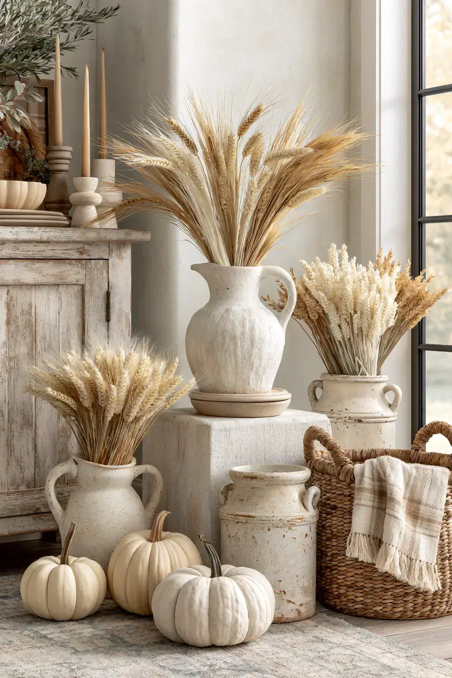 neutral fall decor 24 Natural Wheat Styling