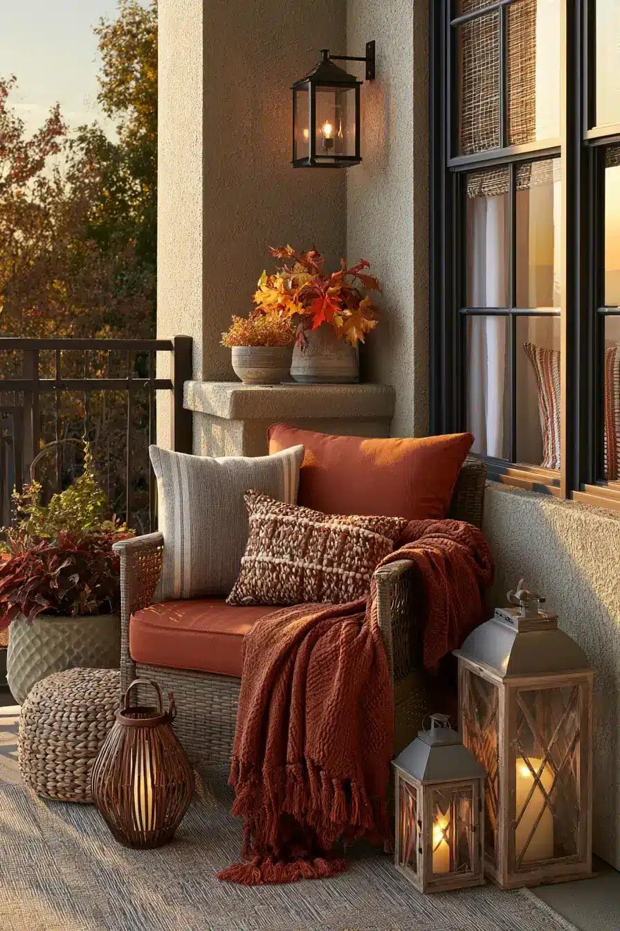 fall apartment decor 24 Tiny Porch Autumn