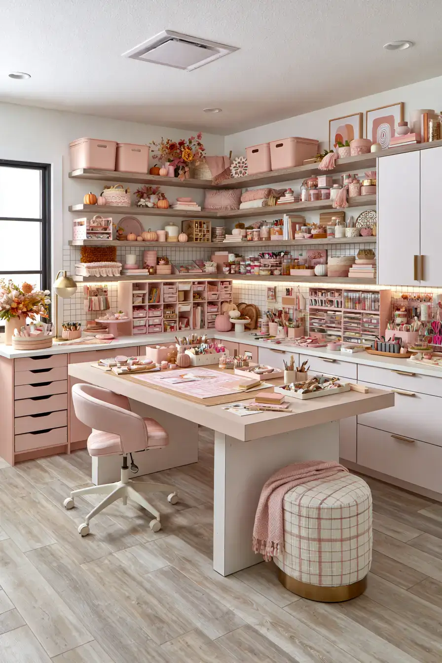 pink fall decor 25 Cozy Craft Room