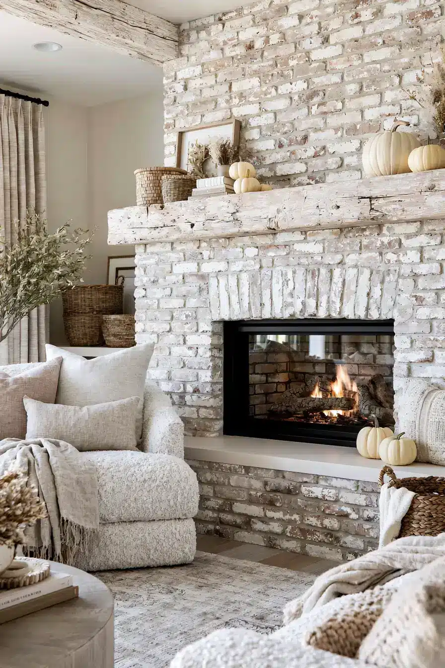 autumn fireplace decor 25 Soft Rustic Hearth