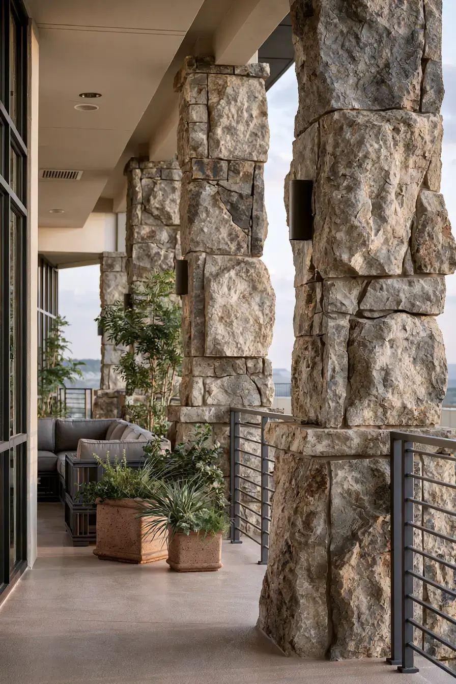 Balcony Railing Design 25 Stone Accent Railings