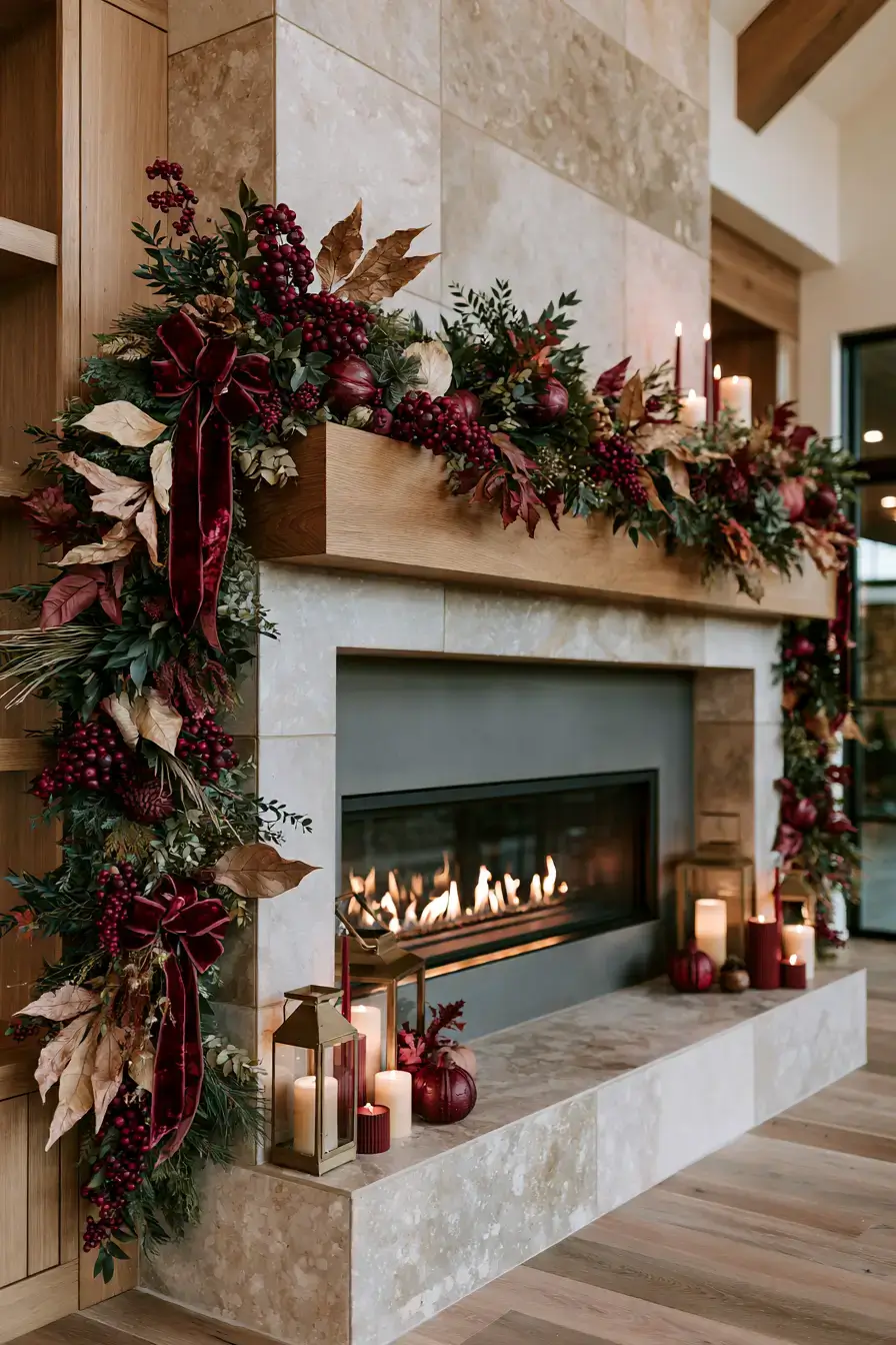 autumn fireplace decor 26 Autumn Garland Moment