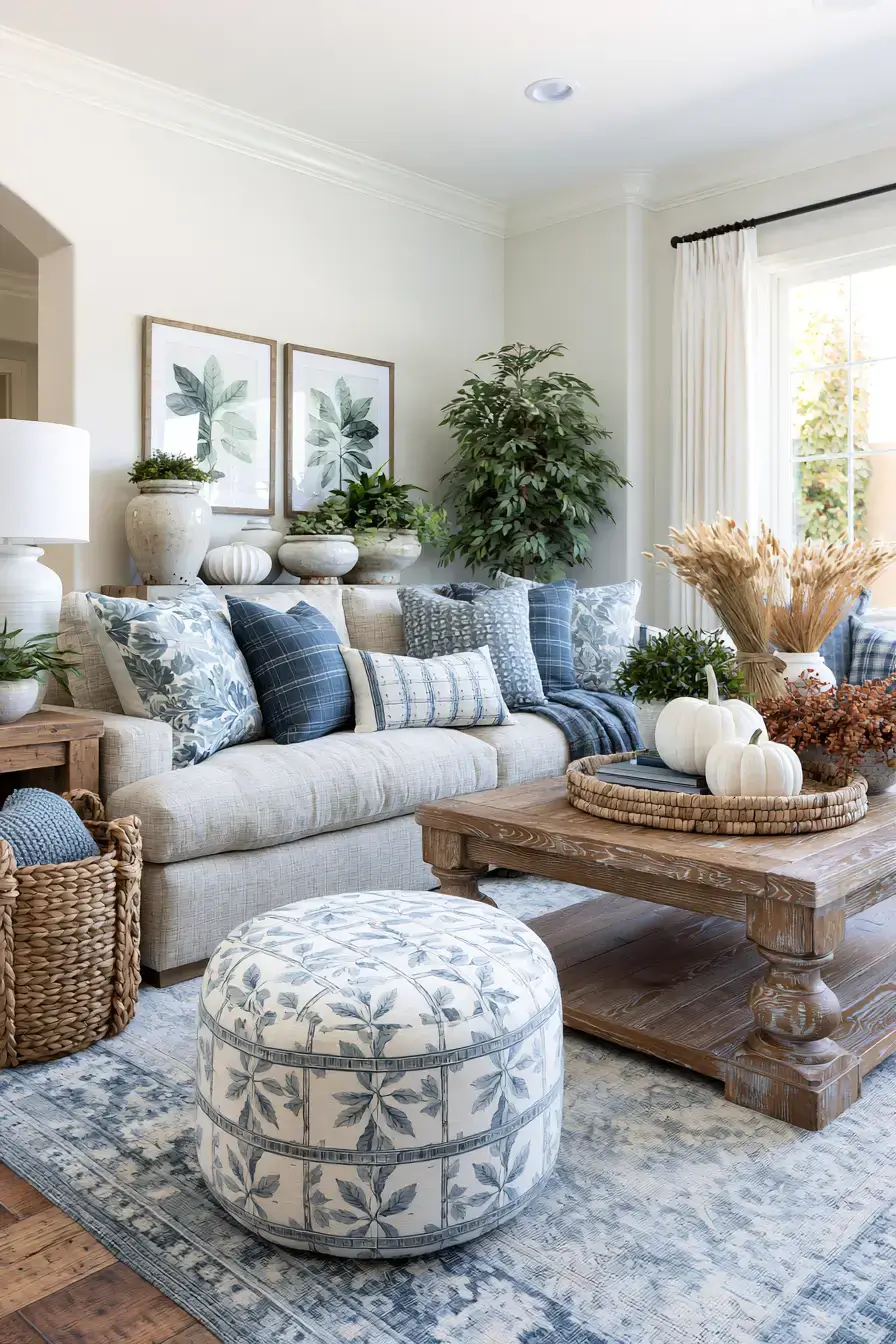 blue and white fall decor 26 Blue Botanical Harvest