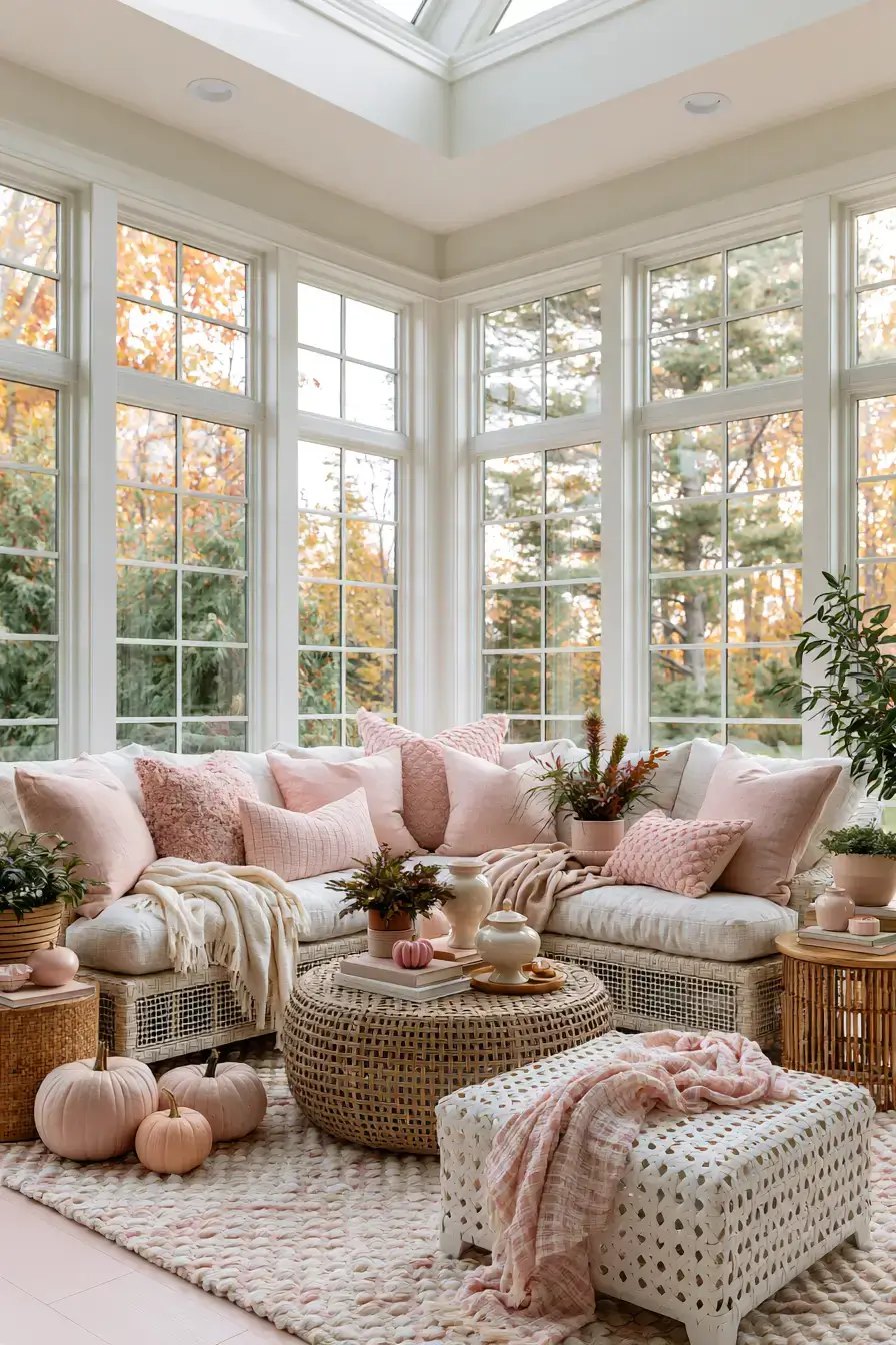pink fall decor 26 Pink Sunroom Haven