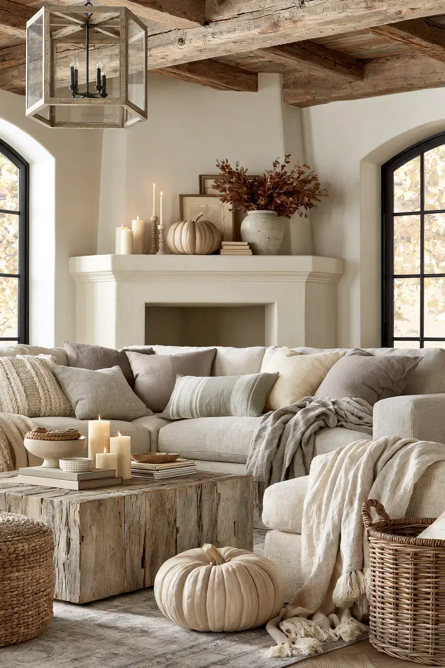 farmhouse fall decor 26 Warm Neutral Harvest