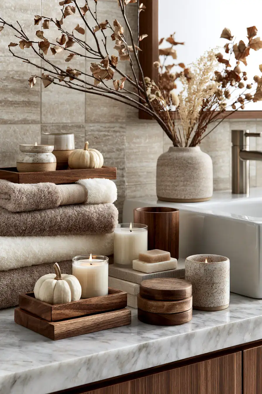 autumn home decor 27 Autumn Bathroom Refresh