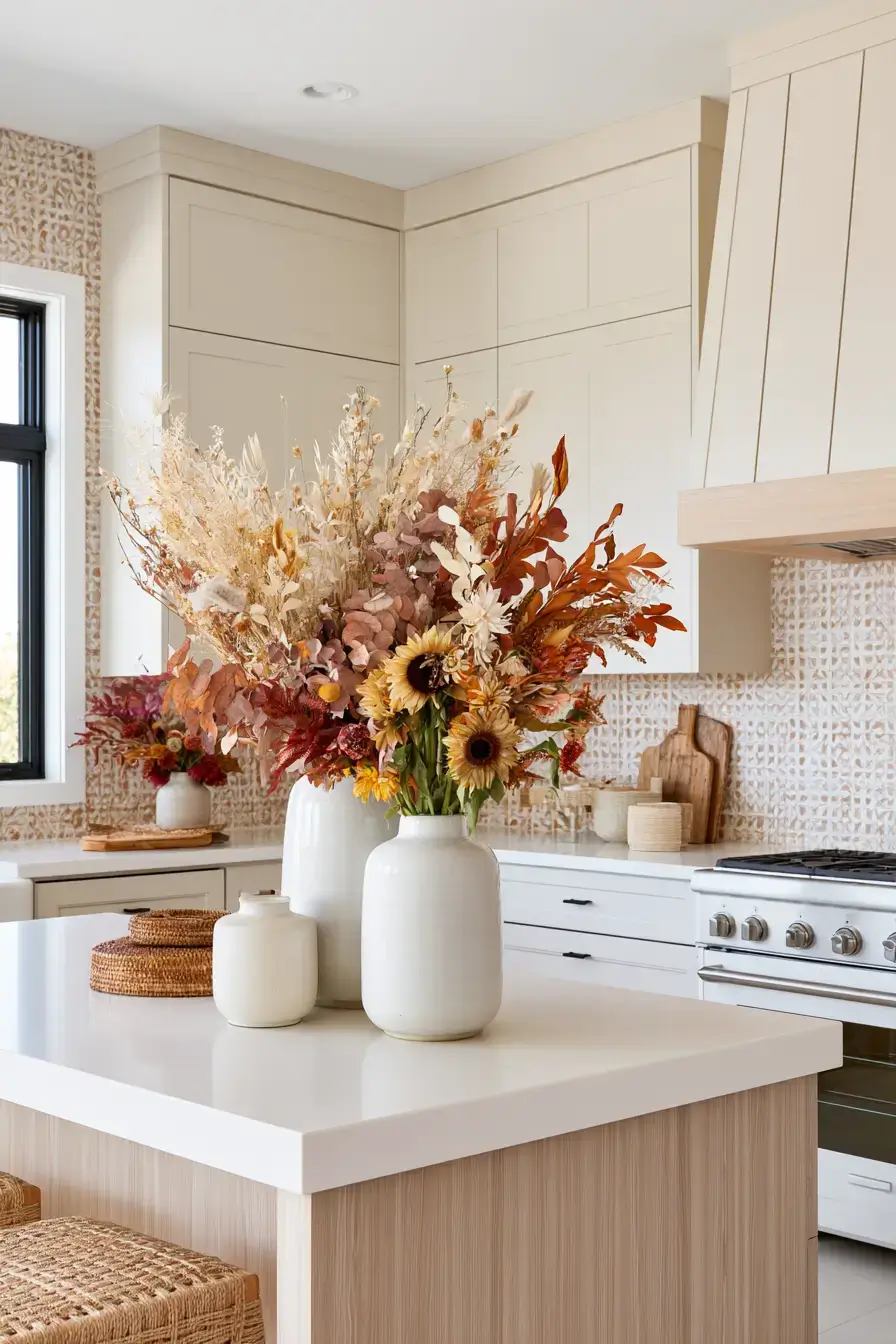 fall kitchen decor 27 Autumn Floral Kitchen