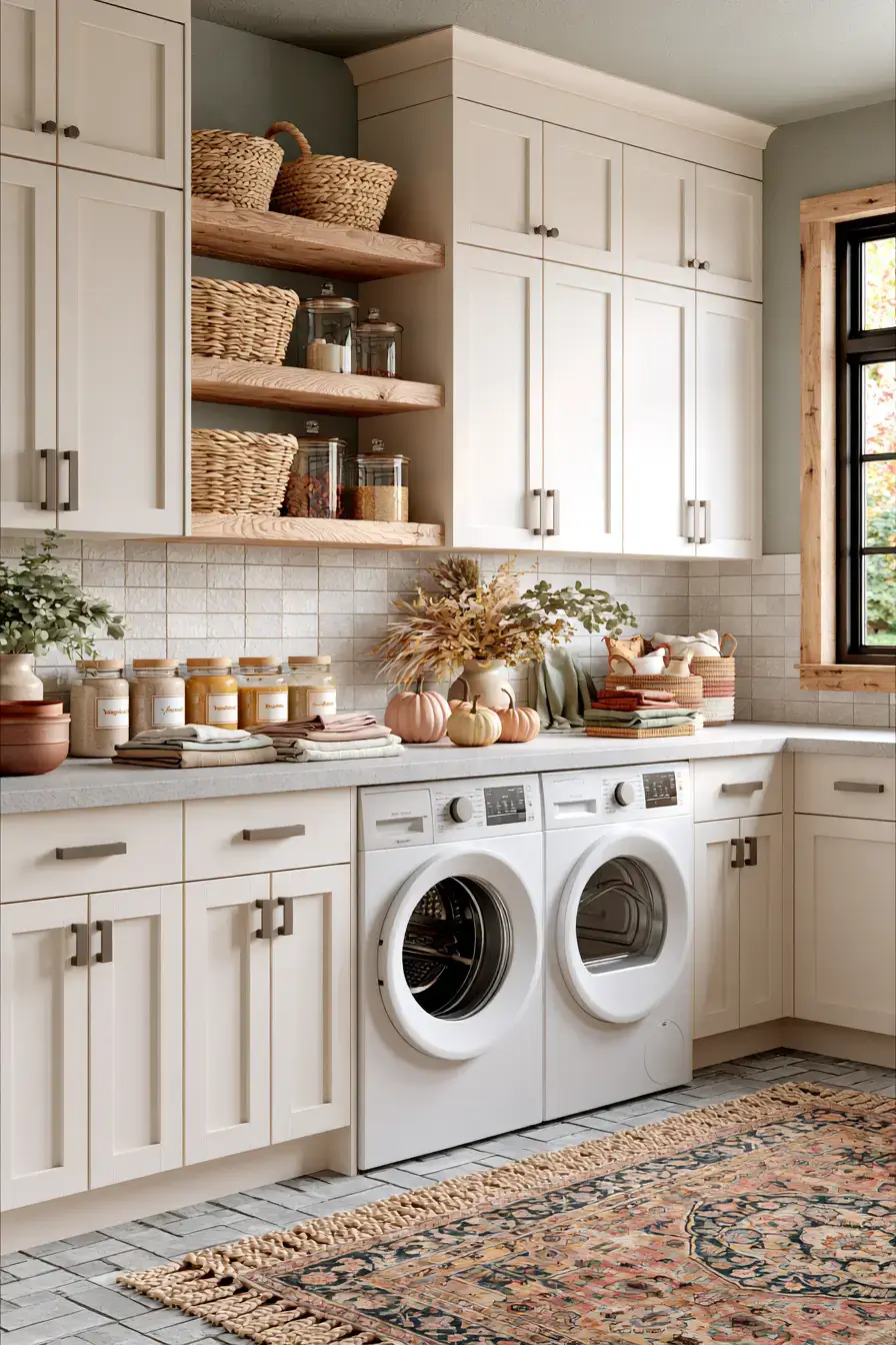 elegant fall decor 27 Elevated Fall Laundry Room