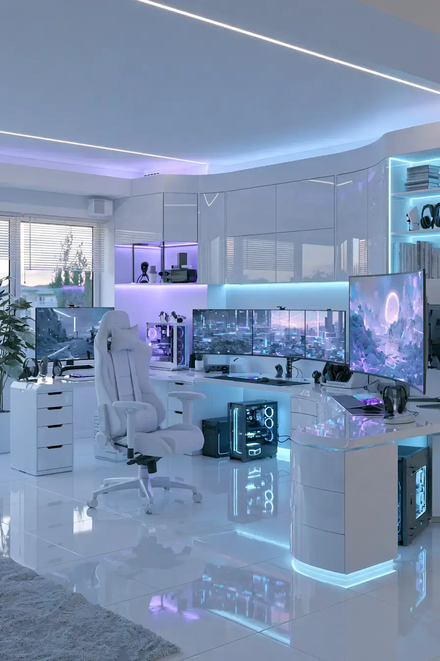 White Room Aesthetic 27 Futuristic Opal Gaming Room