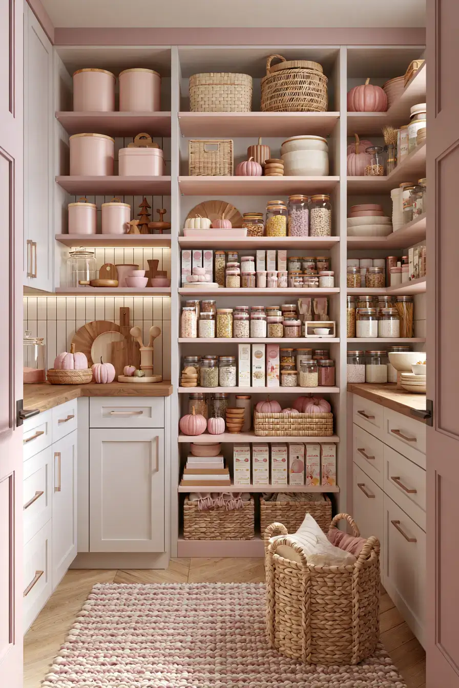 pink fall decor 27 Rose Pantry Styling