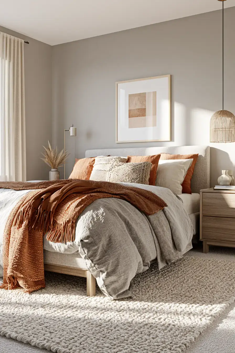 fall bedroom decor 27 Soft Taupe Comfort