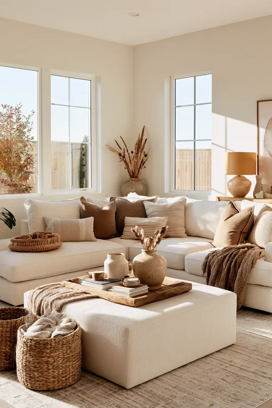 fall room decor 27 Toasted Neutral Den