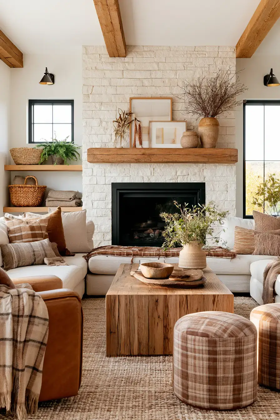 fall living room decor 27 Warm Rustic Gathering