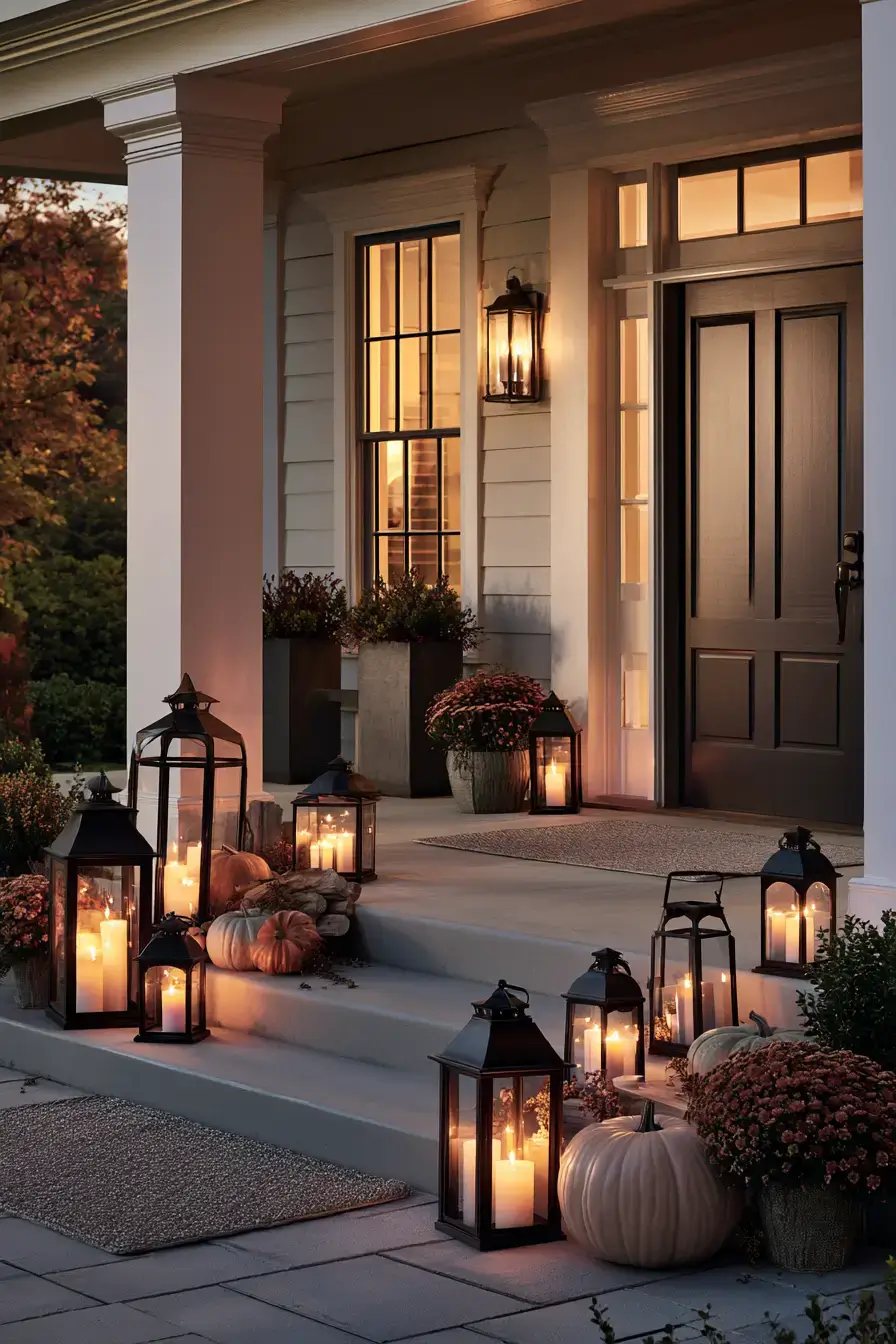 fall porch decor 3 Amber Lantern Steps