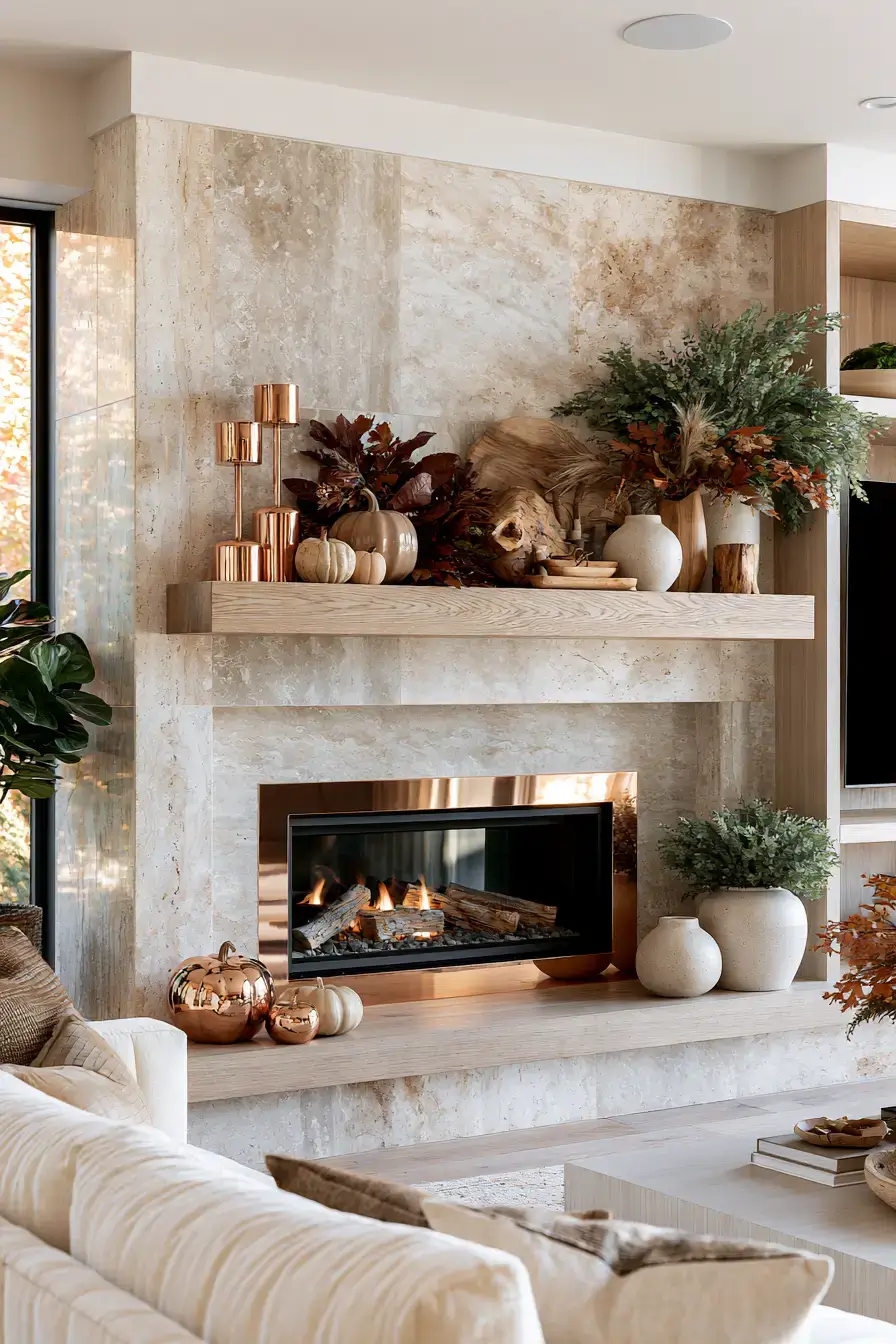 autumn fireplace decor 4 Copper Leaf Fireside