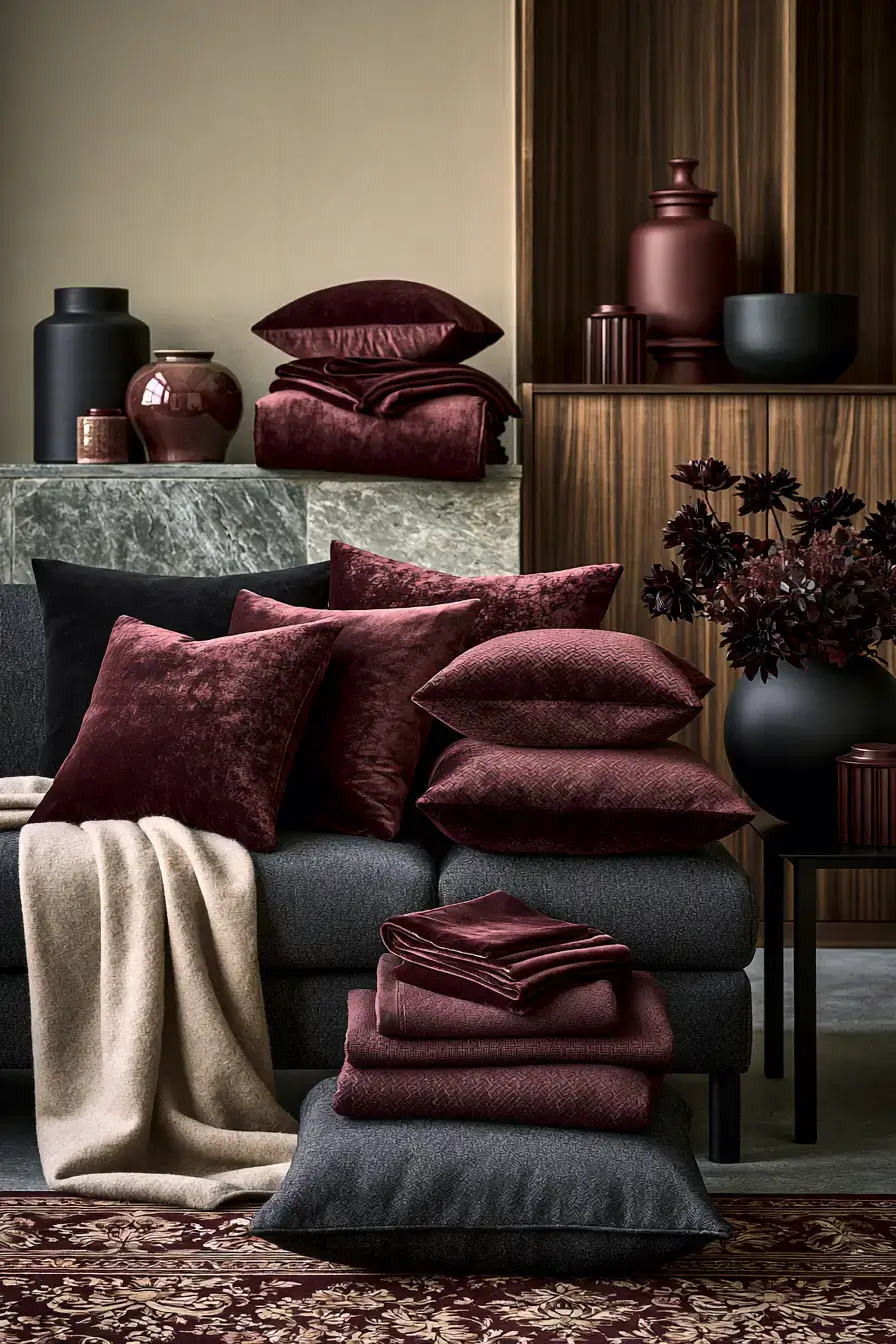 moody fall decor 4 Deep Burgundy Layers
